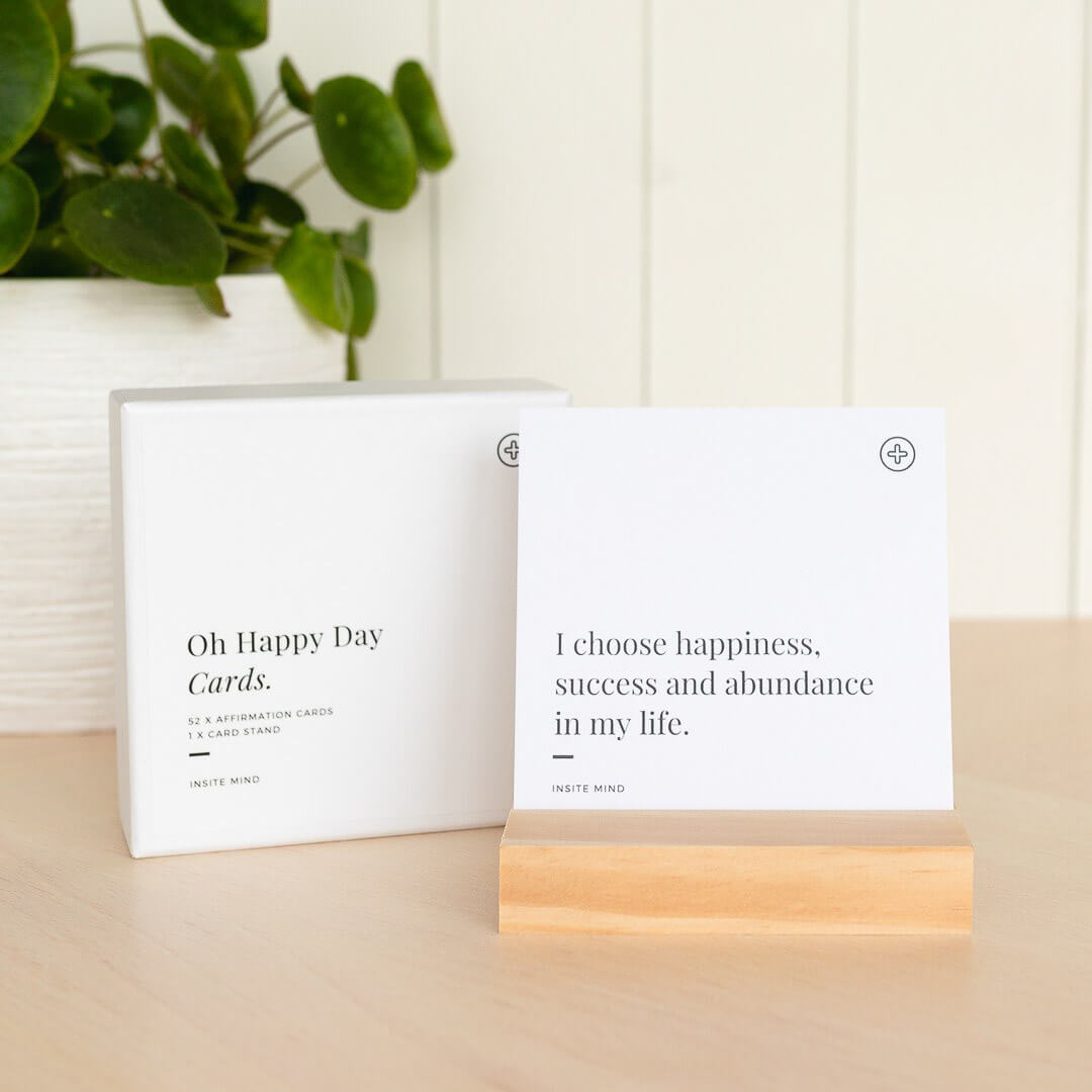 Square Affirmation Quote Cards on Timber Stand by Insite Mind